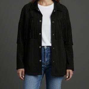 Fashion Nova Black Fringe Detail Jacket